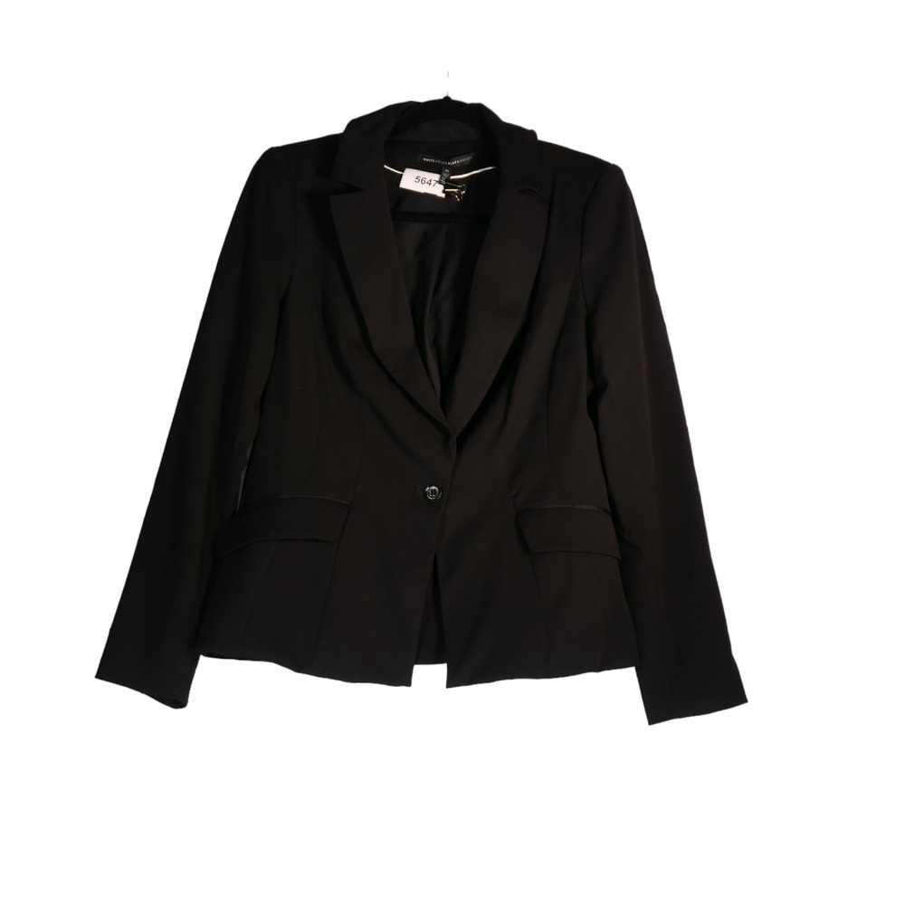 WHBM Blazer Womens Size 10 Black Jacket Lined Shoulder Pads Pockets Career